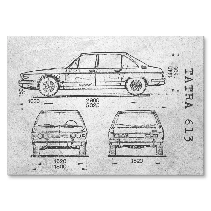 Plakat metalowy Tatra 613 Samochód Auto Motoryzacja Patent Stone Prezent