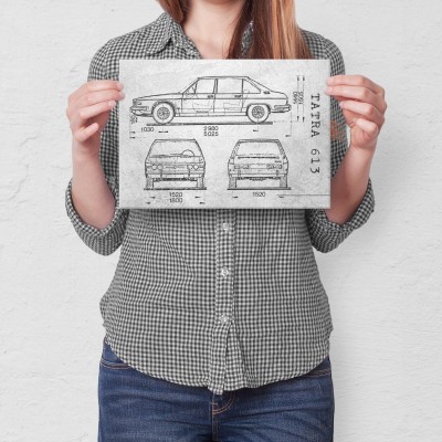 Plakat metalowy Tatra 613 Samochód Auto Motoryzacja Patent Stone Prezent