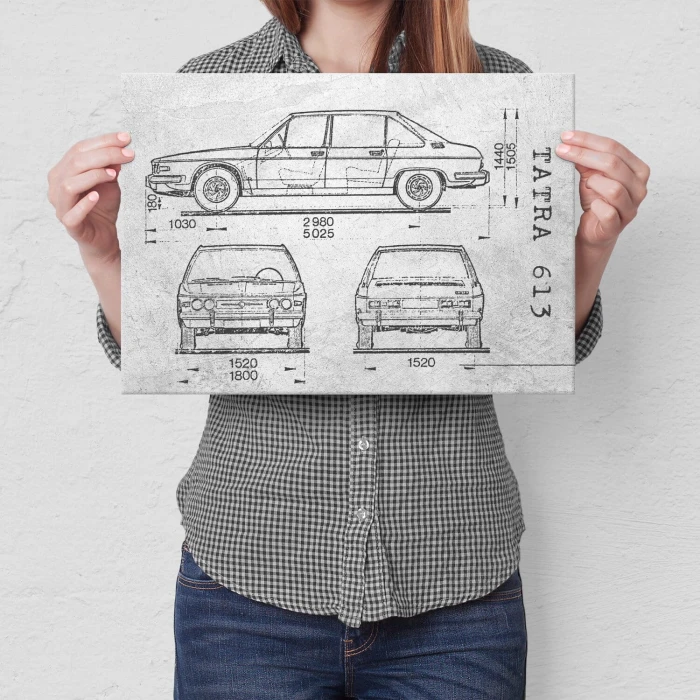 Plakat metalowy Tatra 613 Samochód Auto Motoryzacja Patent Stone Prezent