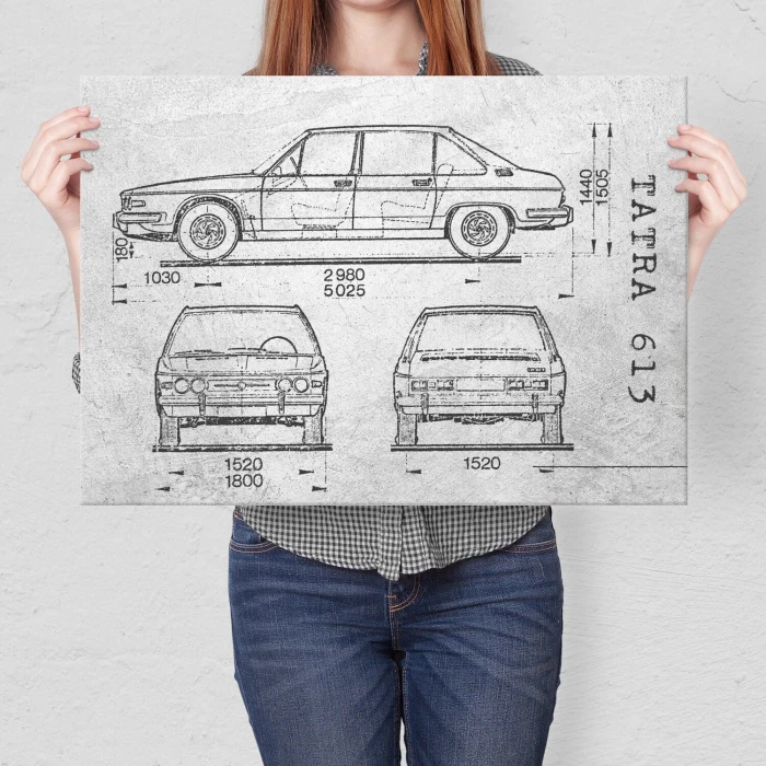 Plakat metalowy Tatra 613 Samochód Auto Motoryzacja Patent Stone Prezent