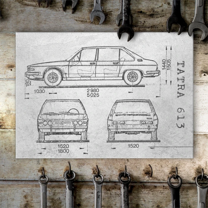 Plakat metalowy Tatra 613 Samochód Auto Motoryzacja Patent Stone Prezent