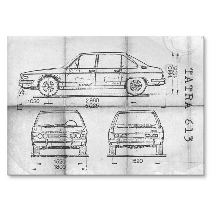 Plakat metalowy Tatra 613 Samochód Auto Motoryzacja Patent Daily Prezent