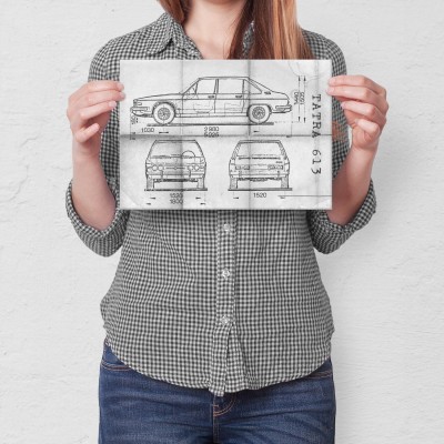 Plakat metalowy Tatra 613 Samochód Auto Motoryzacja Patent Daily Prezent