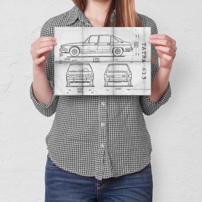 Plakat metalowy Tatra 613 Samochód Auto Motoryzacja Patent Daily Prezent
