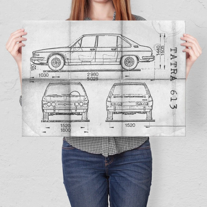 Plakat metalowy Tatra 613 Samochód Auto Motoryzacja Patent Daily Prezent