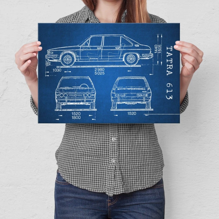 Plakat metalowy Tatra 613 Samochód Auto Motoryzacja Patent Tech Prezent