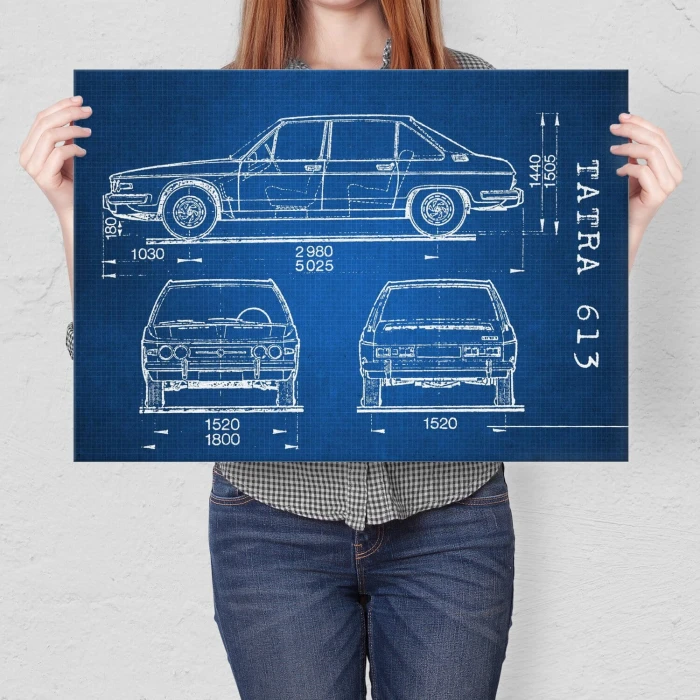 Plakat metalowy Tatra 613 Samochód Auto Motoryzacja Patent Tech Prezent