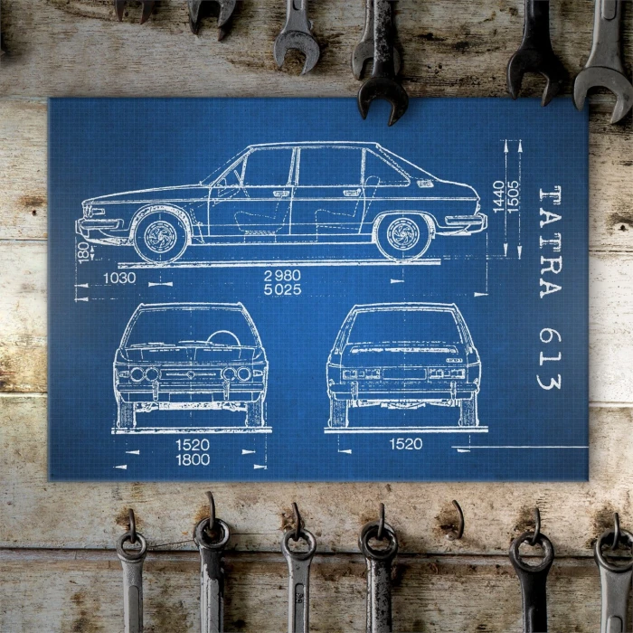 Poster metal Tatra 613 Samochód Auto Motoryzacja Patent Tech gift