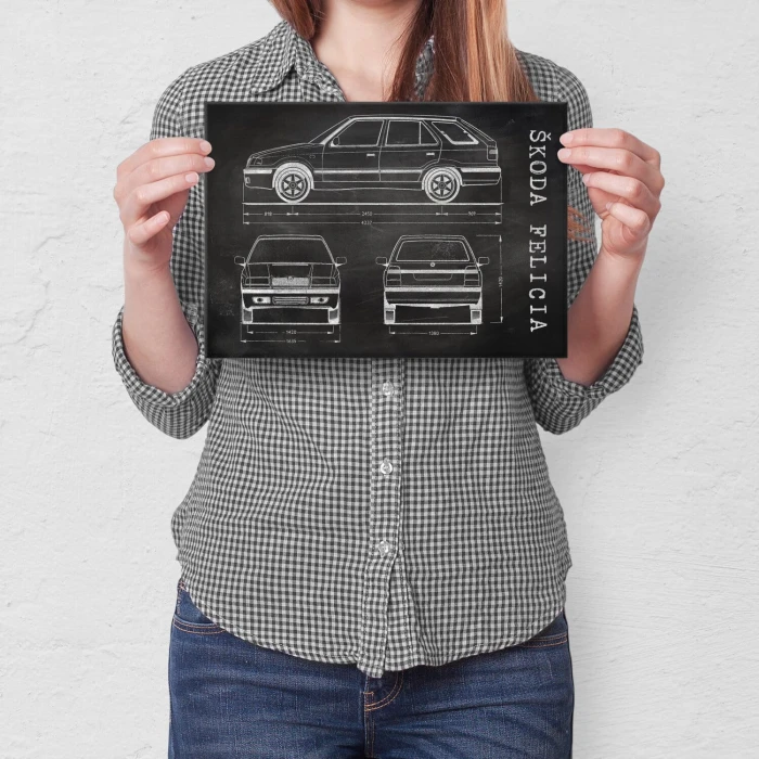 Poster metal Skoda Felicia Samochód Auto Motoryzacja Patent Slate gift