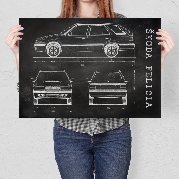 Poster metal Skoda Felicia Samochód Auto Motoryzacja Patent Slate gift