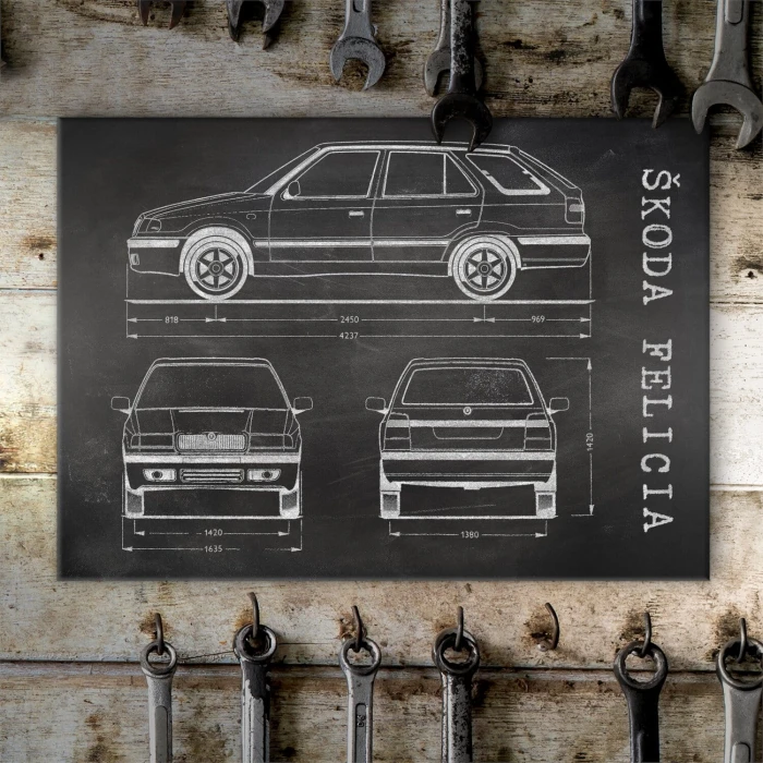 Plakat metalowy Skoda Felicia Samochód Auto Motoryzacja Patent Slate Prezent
