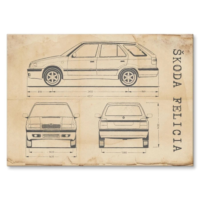 Poster metal Skoda Felicia Samochód Auto Motoryzacja Patent Retro gift