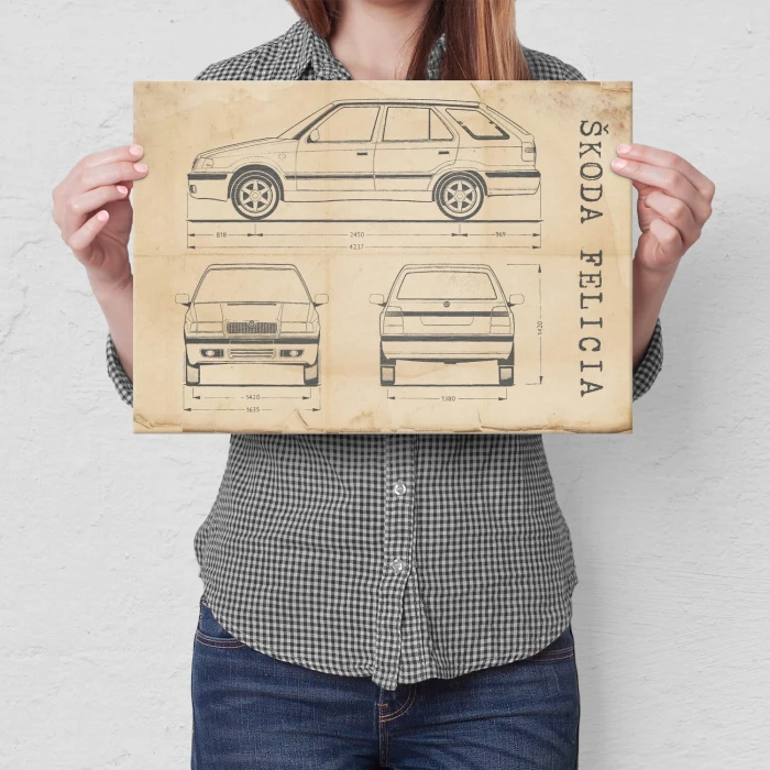 Plakat metalowy Skoda Felicia Samochód Auto Motoryzacja Patent Retro Prezent