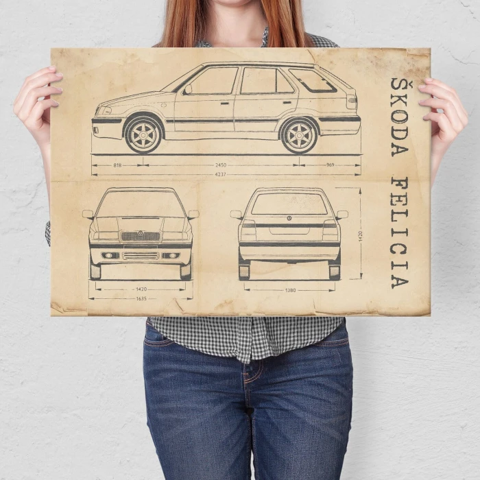 Plakat metalowy Skoda Felicia Samochód Auto Motoryzacja Patent Retro Prezent