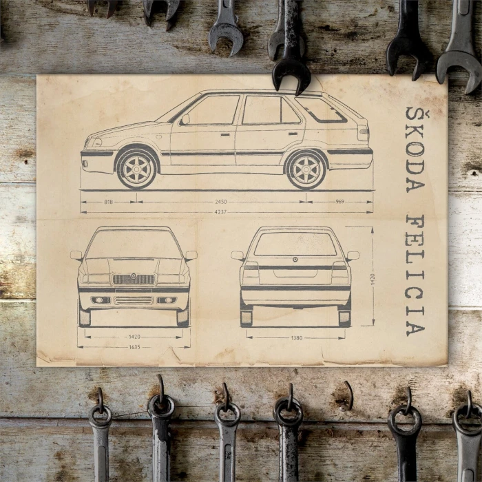 Plakat metalowy Skoda Felicia Samochód Auto Motoryzacja Patent Retro Prezent