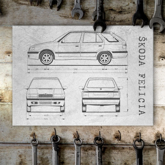 Plakat metalowy Skoda Felicia Samochód Auto Motoryzacja Patent Stone Prezent