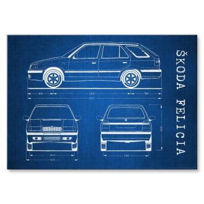 Plakat metalowy Skoda Felicia Samochód Auto Motoryzacja Patent Tech Prezent