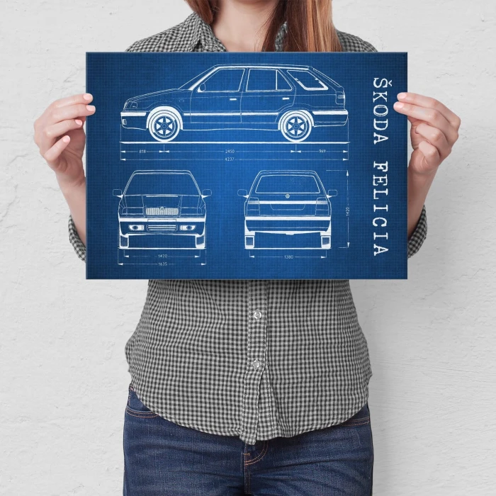 Plakat metalowy Skoda Felicia Samochód Auto Motoryzacja Patent Tech Prezent