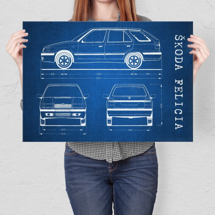 Poster metal Skoda Felicia Samochód Auto Motoryzacja Patent Tech gift