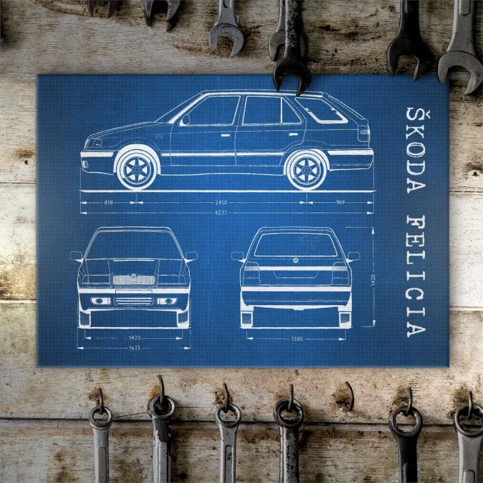 Plakat metalowy Skoda Felicia Samochód Auto Motoryzacja Patent Tech Prezent