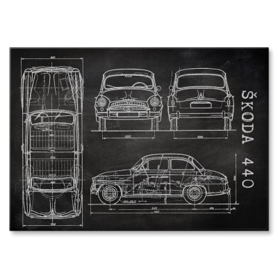 Poster metal Skoda 440 Samochód Auto Motoryzacja Patent Slate gift