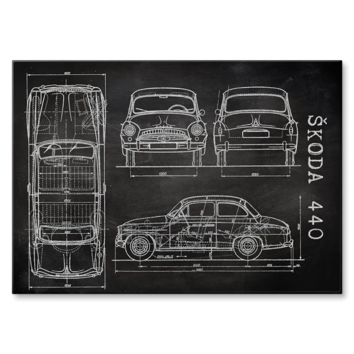 Plakat metalowy Skoda 440 Samochód Auto Motoryzacja Patent Slate Prezent