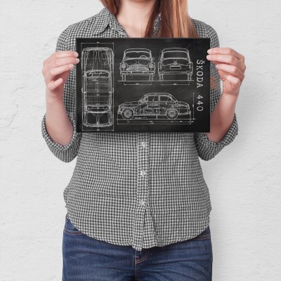 Plakat metalowy Skoda 440 Samochód Auto Motoryzacja Patent Slate Prezent