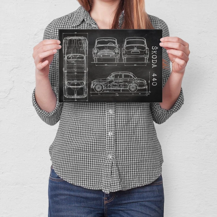 Plakat metalowy Skoda 440 Samochód Auto Motoryzacja Patent Slate Prezent