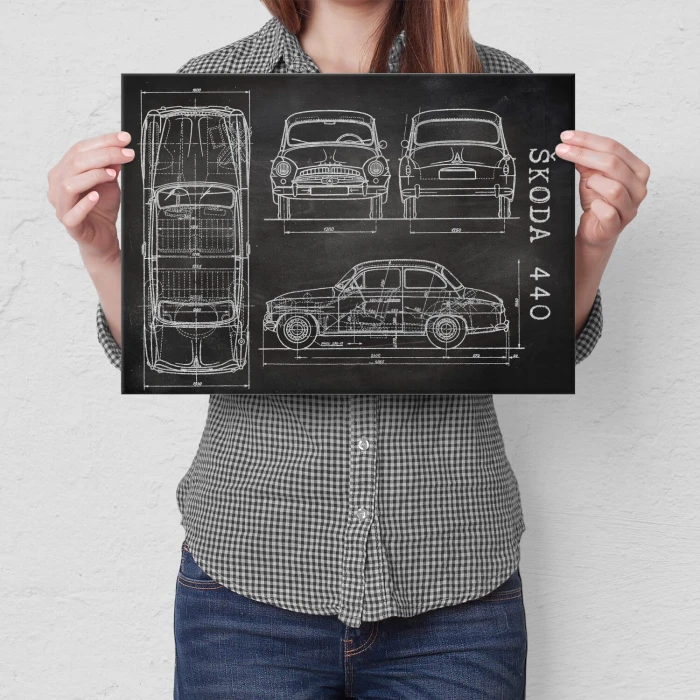 Plakat metalowy Skoda 440 Samochód Auto Motoryzacja Patent Slate Prezent