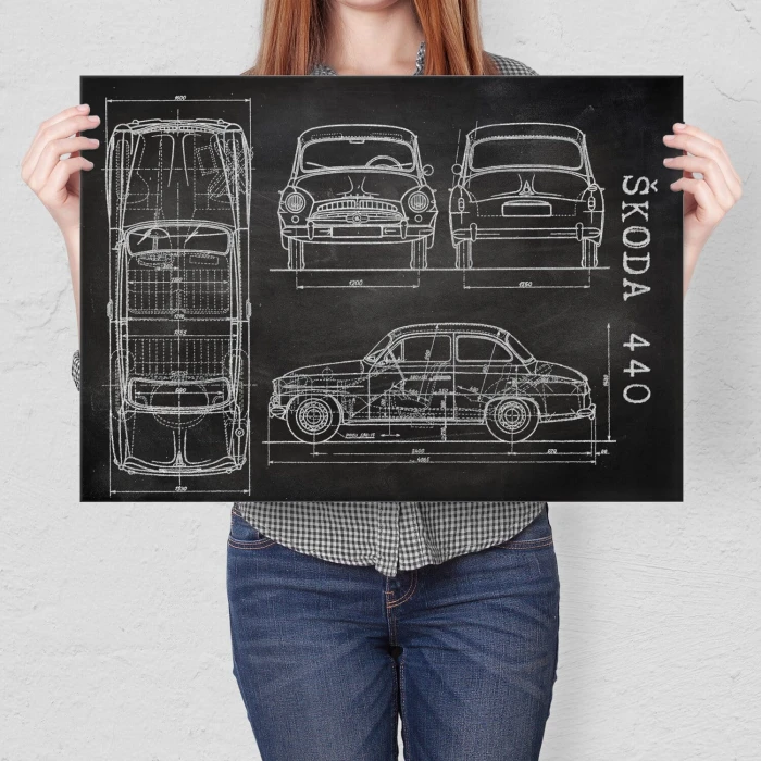 Poster metal Skoda 440 Samochód Auto Motoryzacja Patent Slate gift