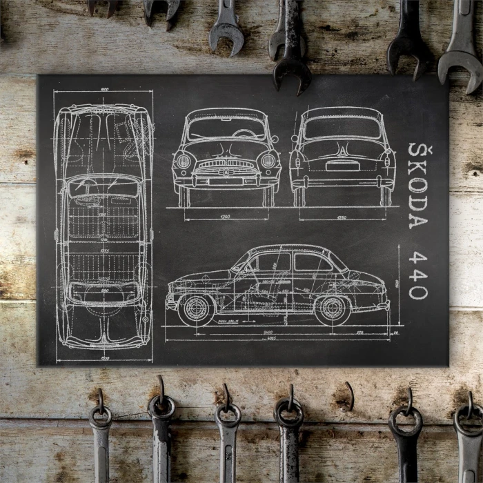 Poster metal Skoda 440 Samochód Auto Motoryzacja Patent Slate gift
