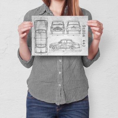 Plakat metalowy Skoda 440 Samochód Auto Motoryzacja Patent Stone Prezent