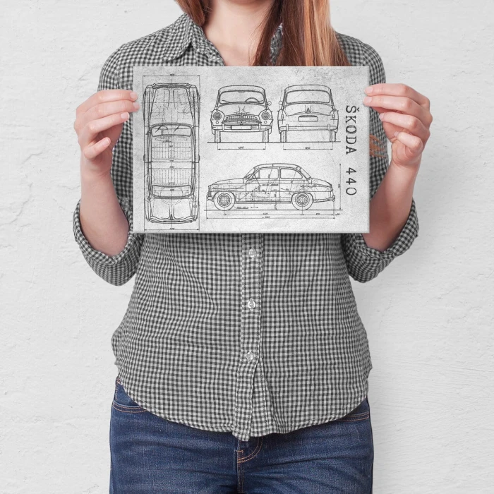 Poster metal Skoda 440 Samochód Auto Motoryzacja Patent Stone gift
