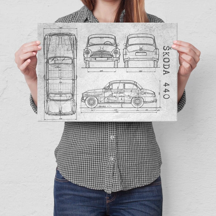Poster metal Skoda 440 Samochód Auto Motoryzacja Patent Stone gift