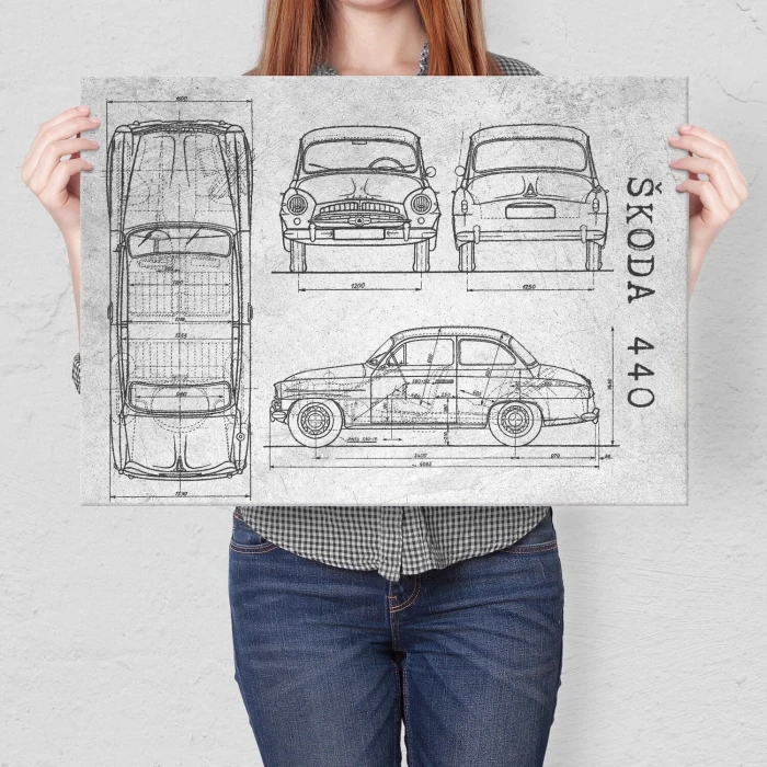 Poster metal Skoda 440 Samochód Auto Motoryzacja Patent Stone gift