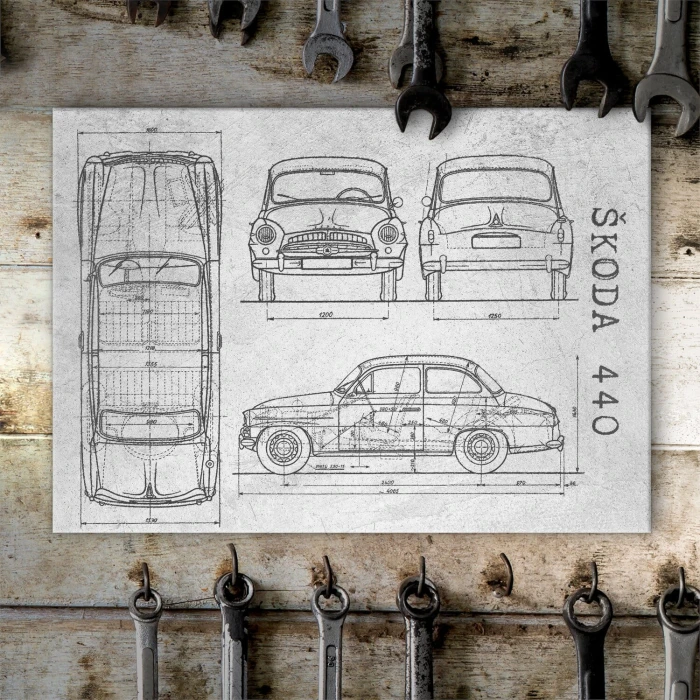 Poster metal Skoda 440 Samochód Auto Motoryzacja Patent Stone gift