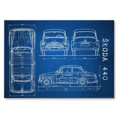 Plakat metalowy Skoda 440 Samochód Auto Motoryzacja Patent Tech Prezent