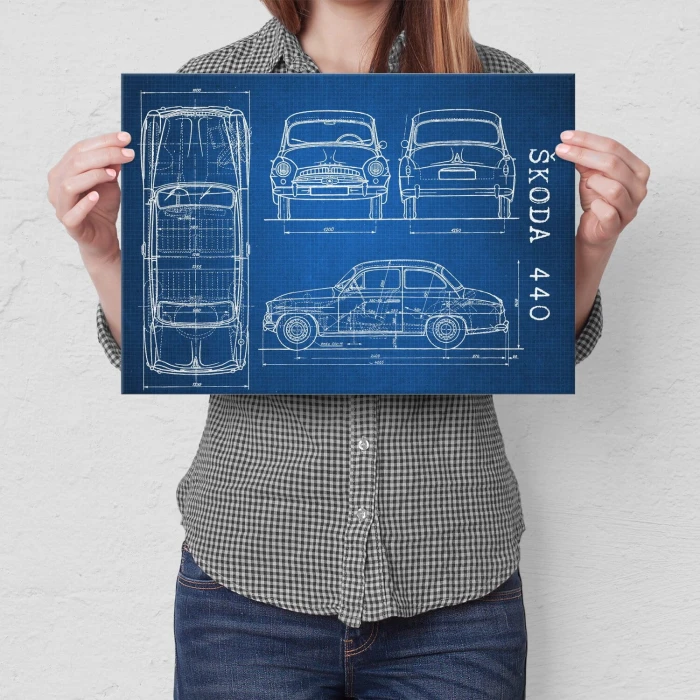Plakat metalowy Skoda 440 Samochód Auto Motoryzacja Patent Tech Prezent
