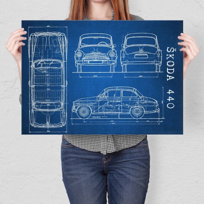 Poster metal Skoda 440 Samochód Auto Motoryzacja Patent Tech gift