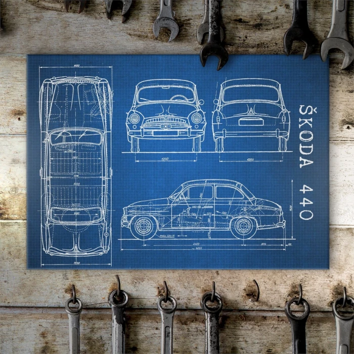 Poster metal Skoda 440 Samochód Auto Motoryzacja Patent Tech gift
