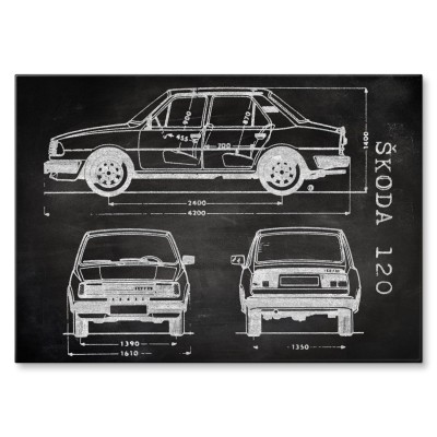 Poster metal Skoda 120 Samochód Auto Motoryzacja Patent Slate gift