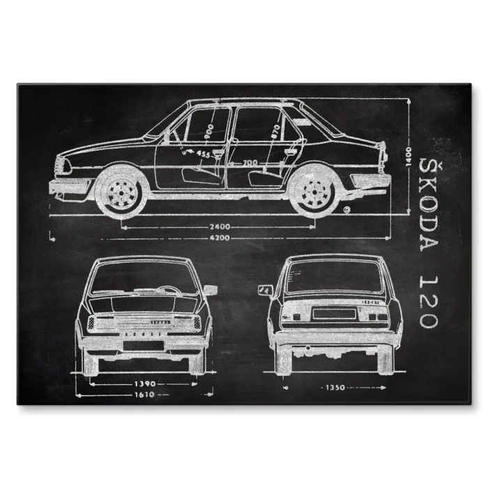 Poster metal Skoda 120 Samochód Auto Motoryzacja Patent Slate gift