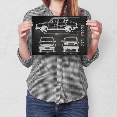 Plakat metalowy Skoda 120 Samochód Auto Motoryzacja Patent Slate Prezent