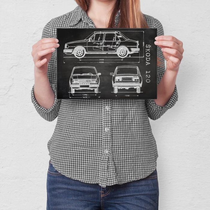 Plakat metalowy Skoda 120 Samochód Auto Motoryzacja Patent Slate Prezent
