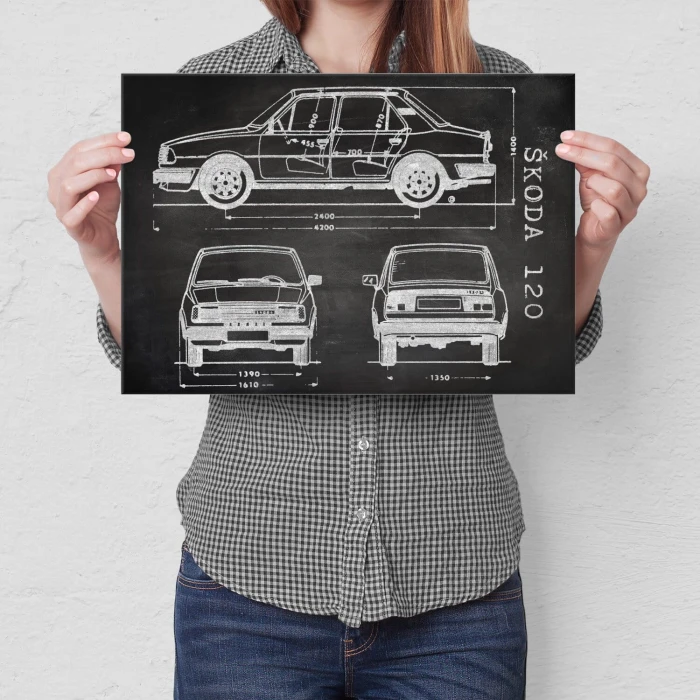 Plakat metalowy Skoda 120 Samochód Auto Motoryzacja Patent Slate Prezent