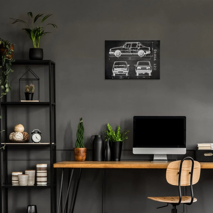 Plakat metalowy Skoda 120 Samochód Auto Motoryzacja Patent Slate Prezent