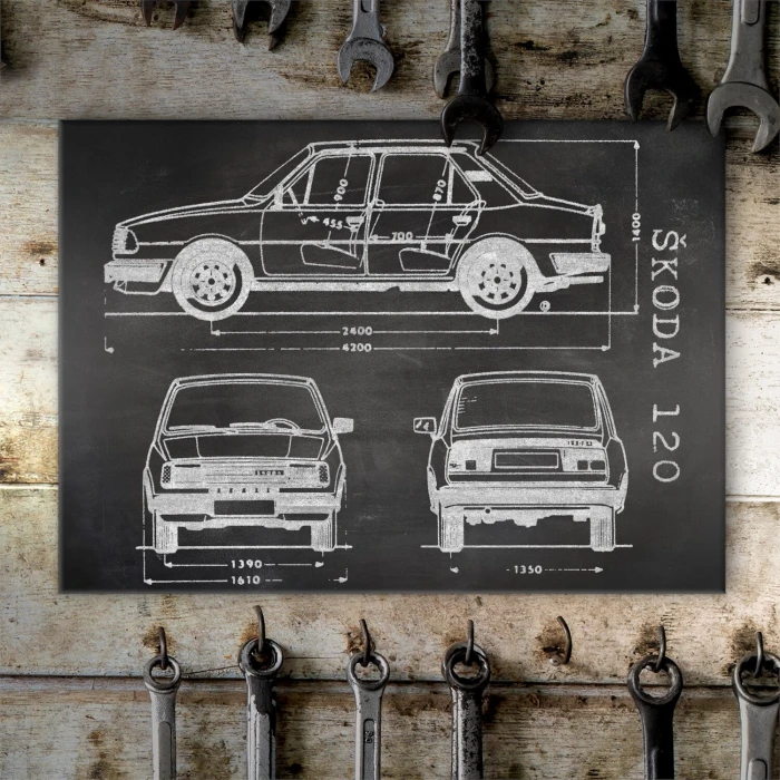 Plakat metalowy Skoda 120 Samochód Auto Motoryzacja Patent Slate Prezent