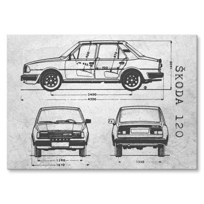 Plakat metalowy Skoda 120 Samochód Auto Motoryzacja Patent Stone Prezent