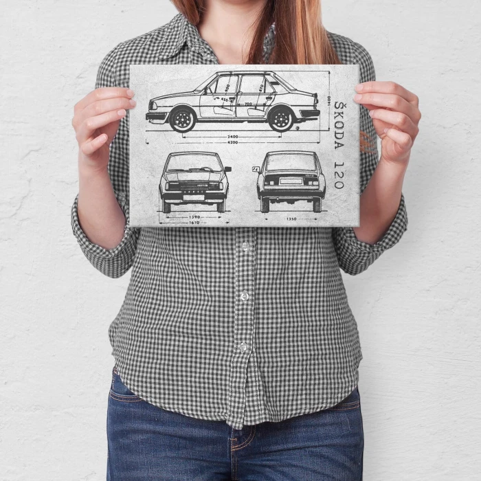 Poster metal Skoda 120 Samochód Auto Motoryzacja Patent Stone gift