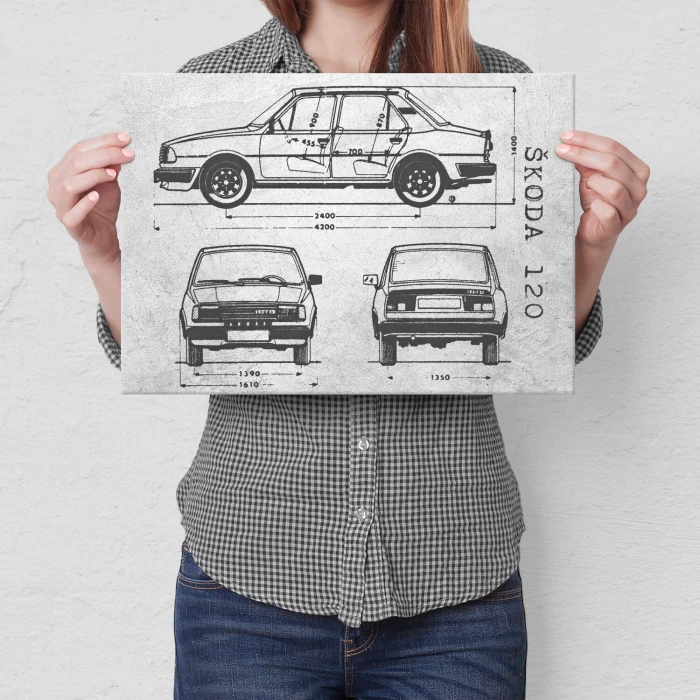 Poster metal Skoda 120 Samochód Auto Motoryzacja Patent Stone gift